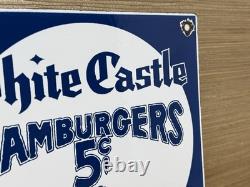 Vintage White Castle Porcelain Sign Fast Food Gas Station Pepsi Dew Mcdonalds
