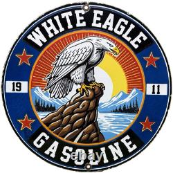 Vintage White Eagle Gasoline Porcelain Sign Service Station Bald Oil Gas America