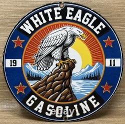 Vintage White Eagle Gasoline Porcelain Sign Service Station Bald Oil Gas America