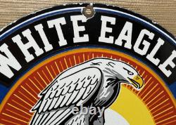 Vintage White Eagle Gasoline Porcelain Sign Service Station Bald Oil Gas America