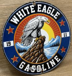 Vintage White Eagle Gasoline Porcelain Sign Service Station Bald Oil Gas America