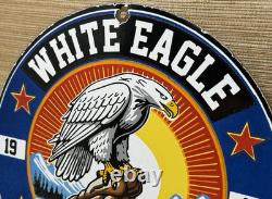 Vintage White Eagle Gasoline Porcelain Sign Service Station Bald Oil Gas America