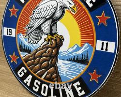 Vintage White Eagle Gasoline Porcelain Sign Service Station Bald Oil Gas America