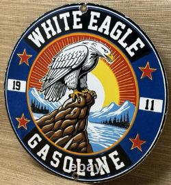 Vintage White Eagle Gasoline Porcelain Sign Service Station Bald Oil Gas America