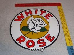 Vintage White Rose Gasoline Service Station 11 3/4 Porcelain Metal Gas Oil Sign