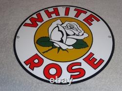 Vintage White Rose Gasoline Service Station 11 3/4 Porcelain Metal Gas Oil Sign