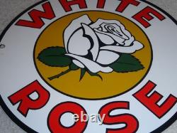 Vintage White Rose Gasoline Service Station 11 3/4 Porcelain Metal Gas Oil Sign