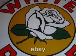 Vintage White Rose Gasoline Service Station 11 3/4 Porcelain Metal Gas Oil Sign