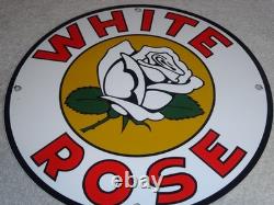 Vintage White Rose Gasoline Service Station 11 3/4 Porcelain Metal Gas Oil Sign