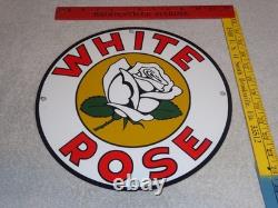 Vintage White Rose Gasoline Service Station 11 3/4 Porcelain Metal Gas Oil Sign