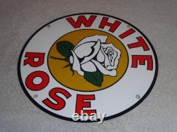 Vintage White Rose Gasoline Service Station 11 3/4 Porcelain Metal Gas Oil Sign