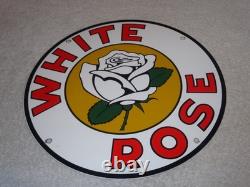 Vintage White Rose Gasoline Service Station 11 3/4 Porcelain Metal Gas Oil Sign