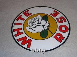 Vintage White Rose Gasoline Service Station 11 3/4 Porcelain Metal Gas Oil Sign