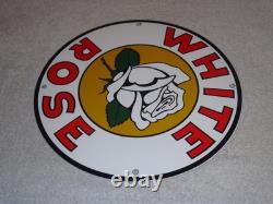 Vintage White Rose Gasoline Service Station 11 3/4 Porcelain Metal Gas Oil Sign