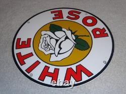 Vintage White Rose Gasoline Service Station 11 3/4 Porcelain Metal Gas Oil Sign