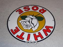 Vintage White Rose Gasoline Service Station 11 3/4 Porcelain Metal Gas Oil Sign