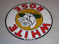 Vintage White Rose Gasoline Service Station 11 3/4 Porcelain Metal Gas Oil Sign
