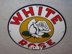 Vintage White Rose Gasoline Service Station 11 3/4 Porcelain Metal Gas Oil Sign