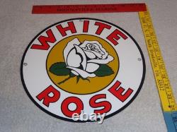 Vintage White Rose Gasoline Service Station 11 3/4 Porcelain Metal Gas Oil Sign