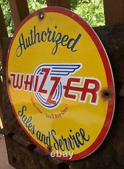 Vintage Whizzer Bike Motorcycle Porcelain Sign Gas Service Station Pump Plate