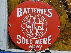 Vintage Willard Sign Old Insulated Batteries Sold Here Auto Parts Porcelain Sign