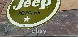 Vintage Willy's Jeep Porcelain 4 Wheel Drive Service Dealership Gas Pump Sign