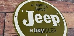 Vintage Willy's Jeep Porcelain 4 Wheel Drive Service Dealership Gas Pump Sign