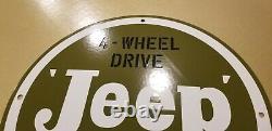 Vintage Willy's Jeep Porcelain Gas Auto Sales & Service Dealership 11 3/4 Sign