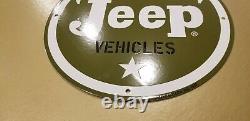 Vintage Willy's Jeep Porcelain Gas Auto Sales & Service Dealership 11 3/4 Sign