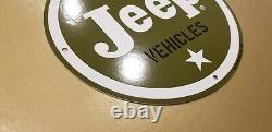 Vintage Willy's Jeep Porcelain Gas Auto Sales & Service Dealership 11 3/4 Sign