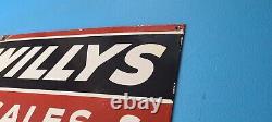 Vintage Willy's Jeep Porcelain Gas Sales & Service Authorized Dealer 12 Ad Sign