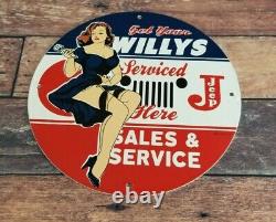 Vintage Willy's Jeep Porcelain Gas Service Station Make An Offer Wrangler Sign