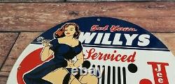 Vintage Willy's Jeep Porcelain Gas Service Station Make An Offer Wrangler Sign