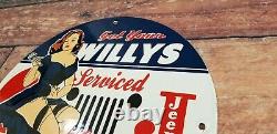 Vintage Willy's Jeep Porcelain Gas Service Station Make An Offer Wrangler Sign