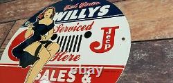 Vintage Willy's Jeep Porcelain Gas Service Station Make An Offer Wrangler Sign