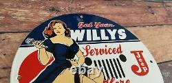 Vintage Willy's Jeep Porcelain Gas Service Station Make An Offer Wrangler Sign