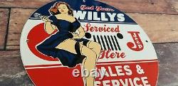 Vintage Willy's Jeep Porcelain Gas Service Station Make An Offer Wrangler Sign