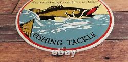 Vintage Winchester Porcelain Fishing Tackle Rods Reels Lure Service Gas Sign