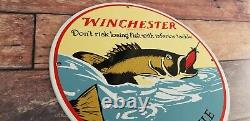 Vintage Winchester Porcelain Fishing Tackle Rods Reels Lure Service Gas Sign