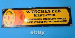 Vintage Winchester Porcelain Hunting Ammo Shotgun Shell Sales Model 12 Pump Sign