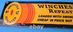 Vintage Winchester Porcelain Hunting Ammo Shotgun Shell Sales Model 12 Pump Sign