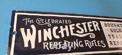 Vintage Winchester Porcelain Repeating Rifles Ammo Gun Sales Gas Oil Pump Sign