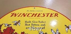 Vintage Winchester Porcelain Shot Gun Shells & Ammo Advertising Gas Service Sign