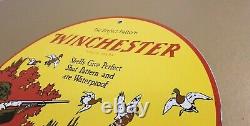 Vintage Winchester Porcelain Shot Gun Shells & Ammo Advertising Gas Service Sign