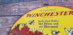 Vintage Winchester Porcelain Shot Gun Shells & Ammo Gas Pump Plate Service Sign