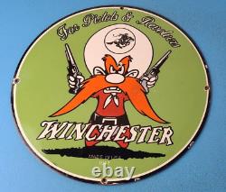 Vintage Winchester Porcelain Shot Gun Shells Dealer Gas Oil Pump Plate Sign