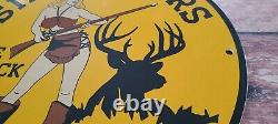 Vintage Winchester Porcelain Size Matters Deer Hunting Service Pump Plate Sign