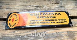 Vintage Winchester Reaper Rifle Pistol Ammo Gas Oil Gasoline Porcelain Sign