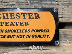 Vintage Winchester Reaper Rifle Pistol Ammo Gas Oil Gasoline Porcelain Sign