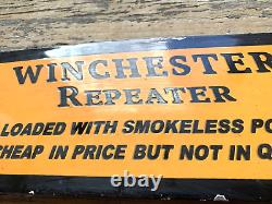 Vintage Winchester Reaper Rifle Pistol Ammo Gas Oil Gasoline Porcelain Sign